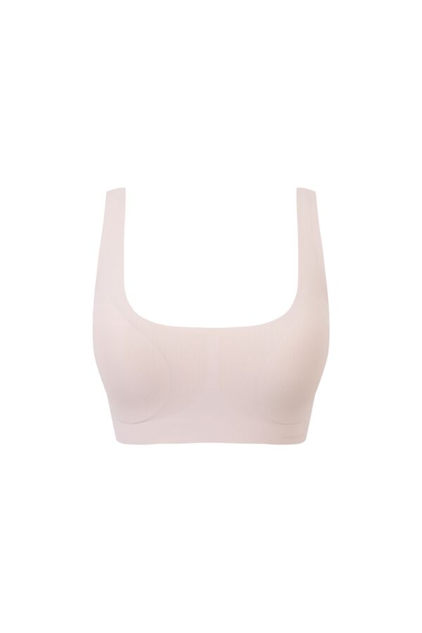 Women'secret Nude ribbed microfibre foam top bra red