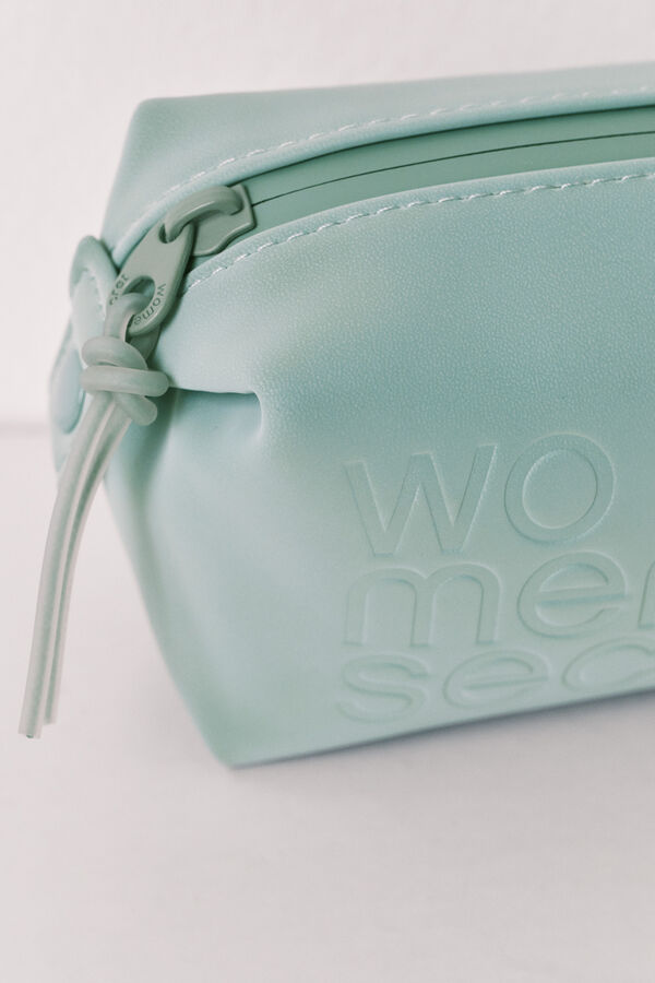 Women'secret Green zip fastening small vanity case green