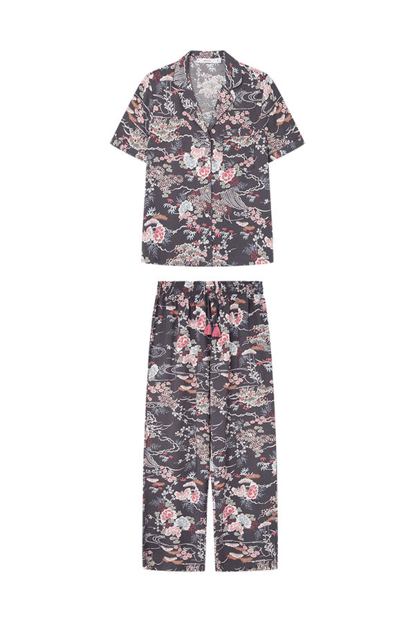 Womensecret Siva pidžama na kopčanje s printom trešnje S uzorkom