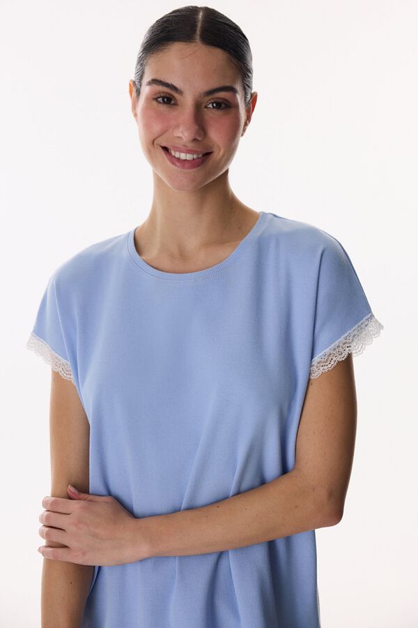 Penti Pijama midi canal&eacute; detalle encaje azul