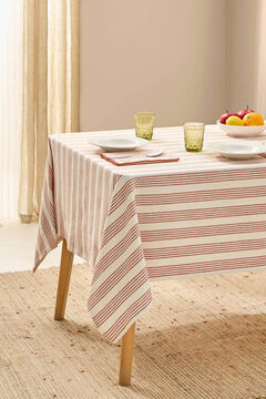 Womensecret Stain-resistant recycled cotton striped tablecloth red