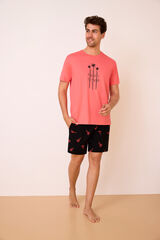 Promise Pijama corto palmeras 100% algod&oacute;n rojo
