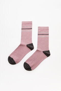 Womensecret Pink striped ribbed socks  pink