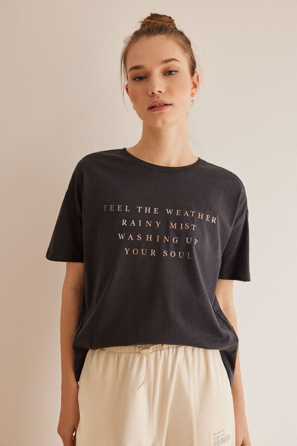Womensecret T-Shirt 100 % Baumwolle Grau Grau
