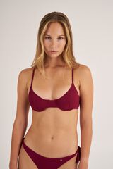 Bohodot Top bikini aro push-up tejido piqu&eacute; burdeos