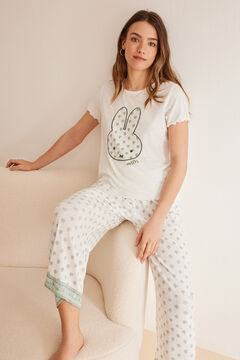 Womensecret Miffy-mintás, rövidnadrágos zöld pizsama bézs