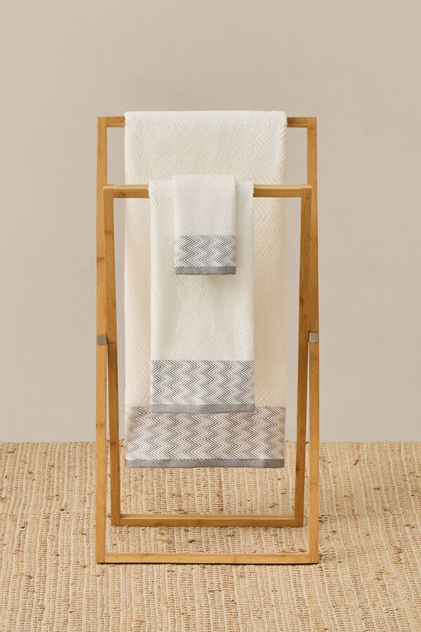 Textura Toalla rizo zigzag blanco