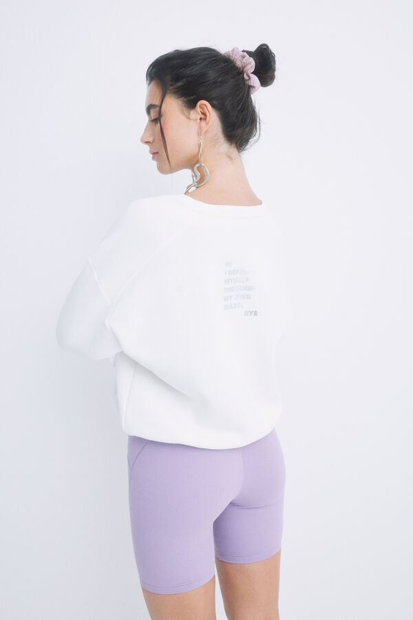 Womensecret Elfenbeinfarbenes Plüsch-Sweatshirt mit Logo Naturweiß