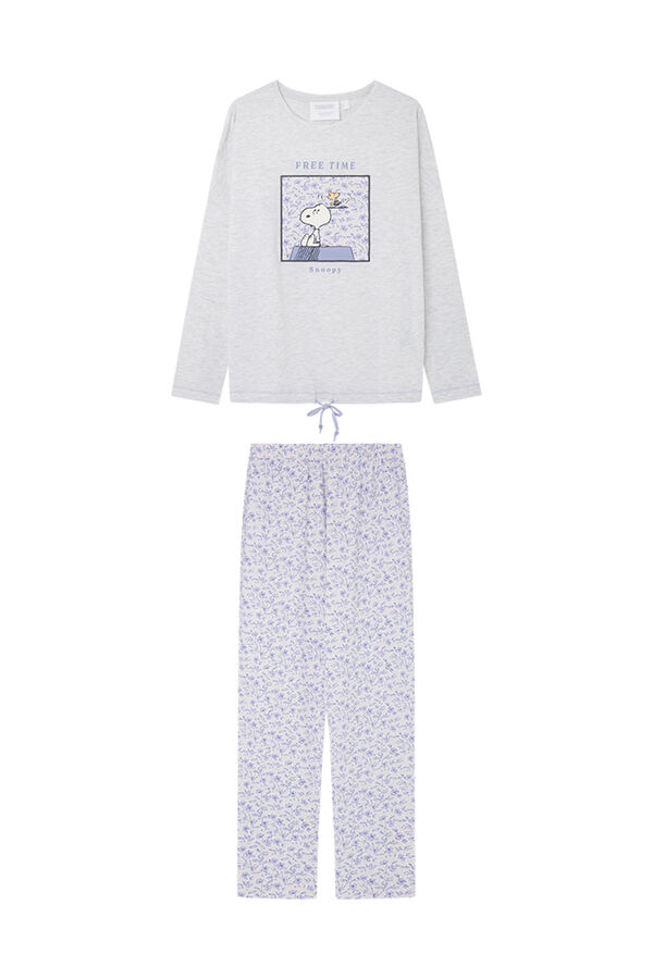 Womensecret Pijama 100% algodón gris Snoopy gris