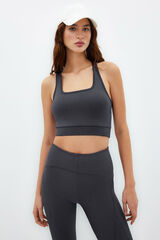Trendyol Sujetador deportivo gris con tirantes gruesos y detalle moldeador en la espalda  gris