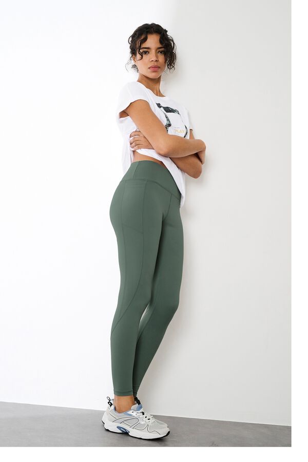 Only Play High-waisted and side pocket leggings green