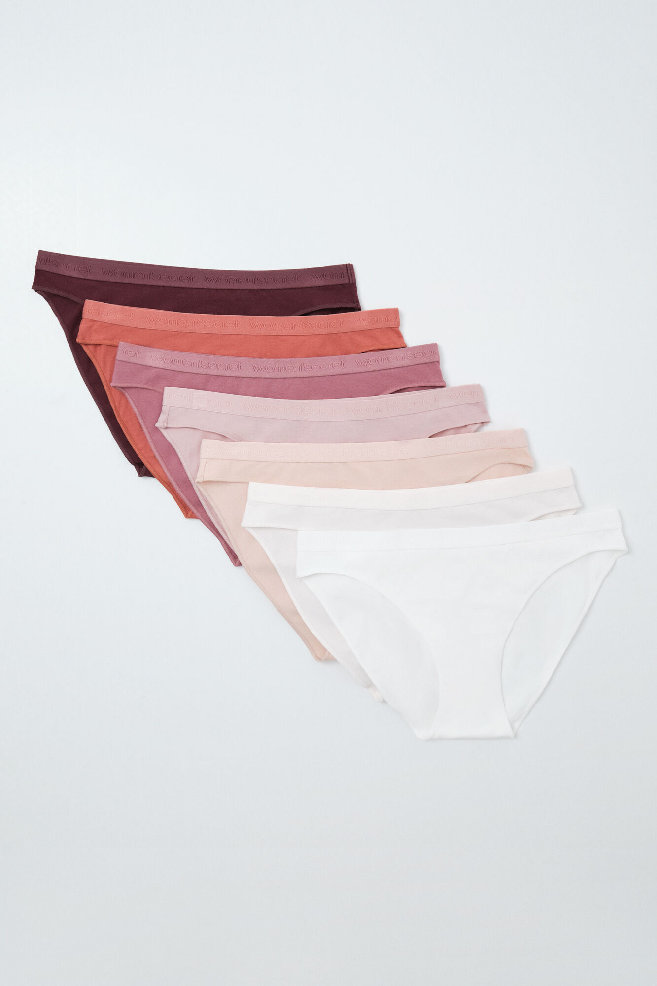 Women'secret Pack 7 bragas cl&aacute;sicas algod&oacute;n lisas logo