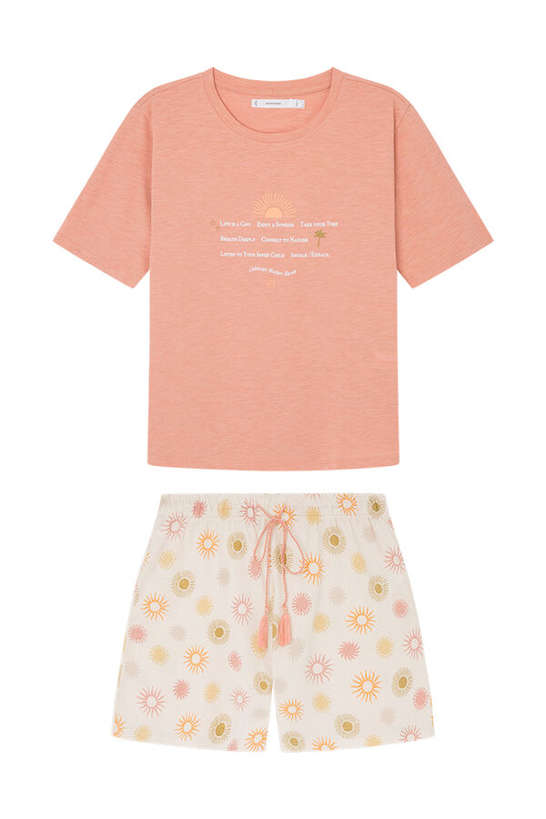 Womensecret Pidžama od 100 % pamuka sa šortsom sa crtežima sunca Roze