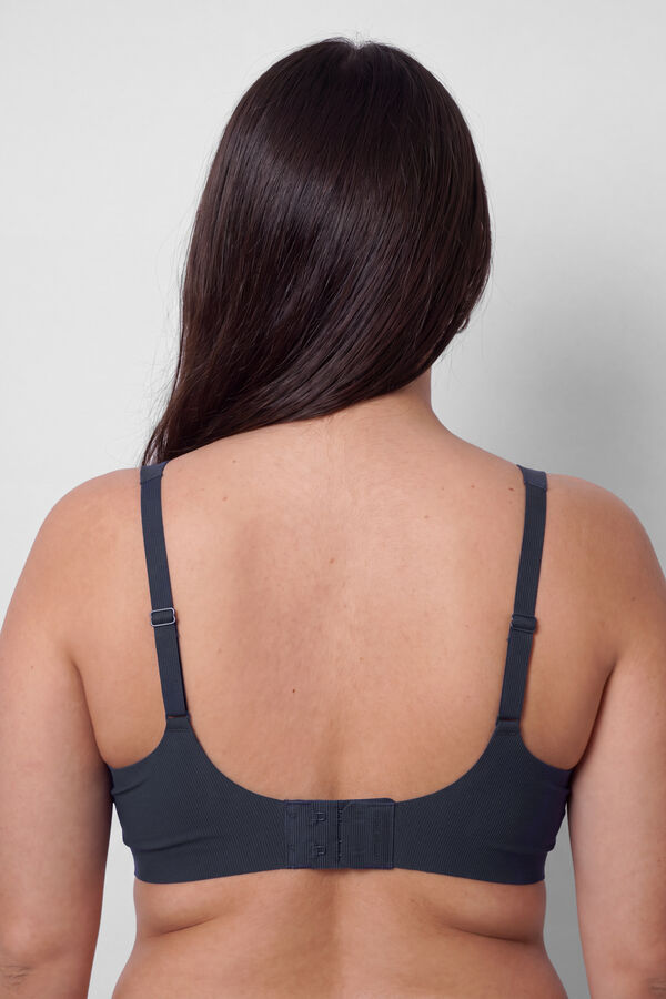 Women'secret Blue ribbed microfibre halterneck top bra blue