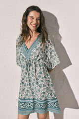 Women'secret Vestido t&uacute;nica curta estampado boho verde verde