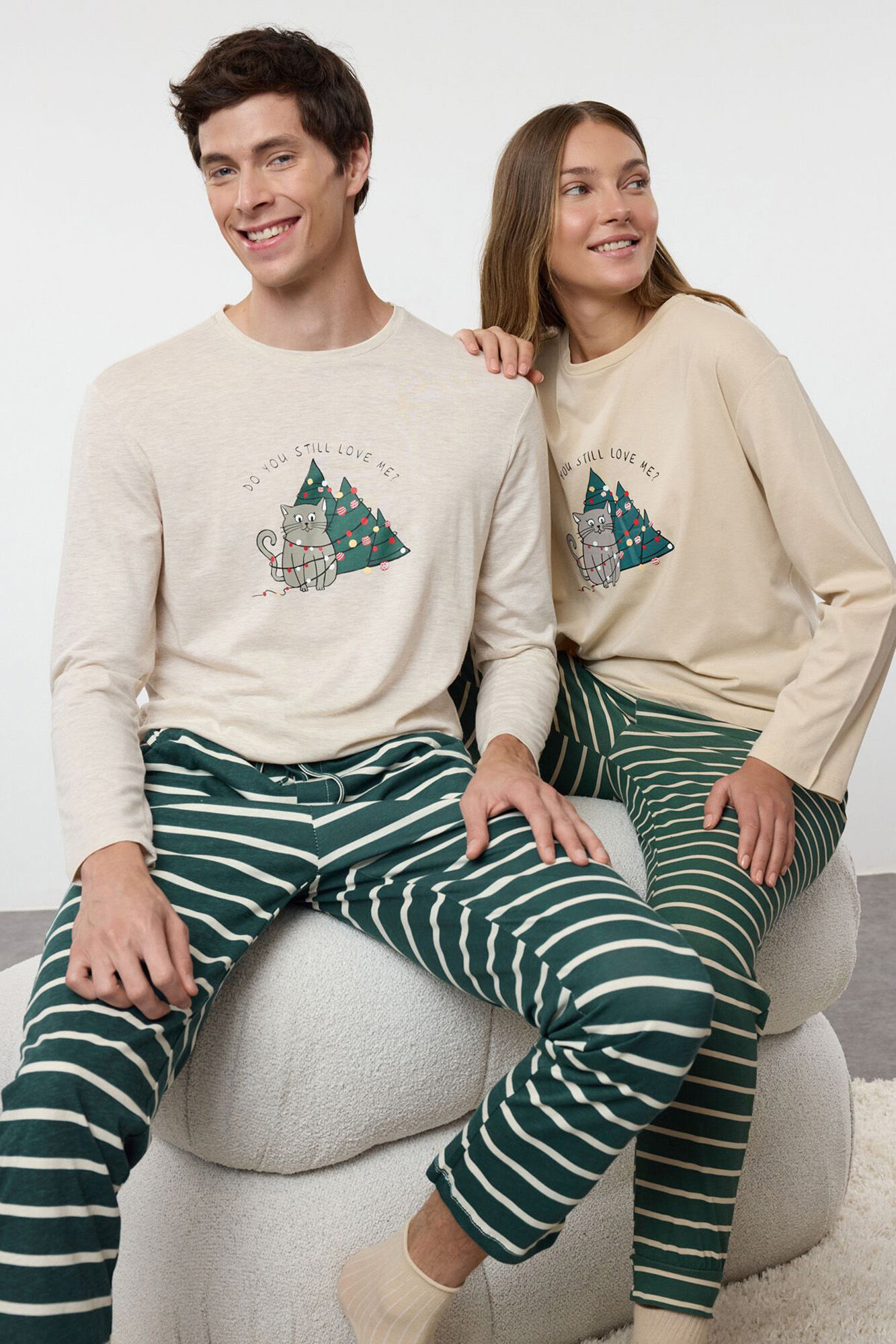 Trendyol Pijama rayas navide&ntilde;o&nbsp;