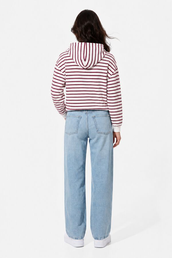 Pieces Striped embroidered sweatshirt white