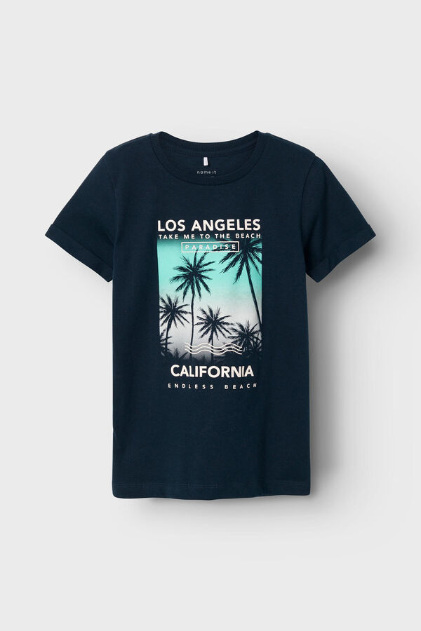 Womensecret Boys' short-sleeved California T-shirt bleu