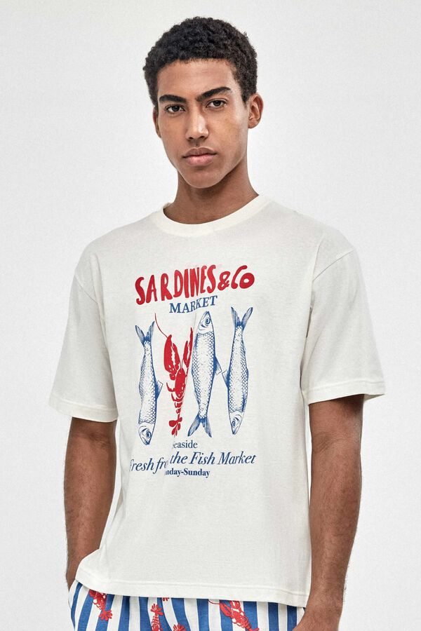 Gisela Men's pyjamas with marine print white