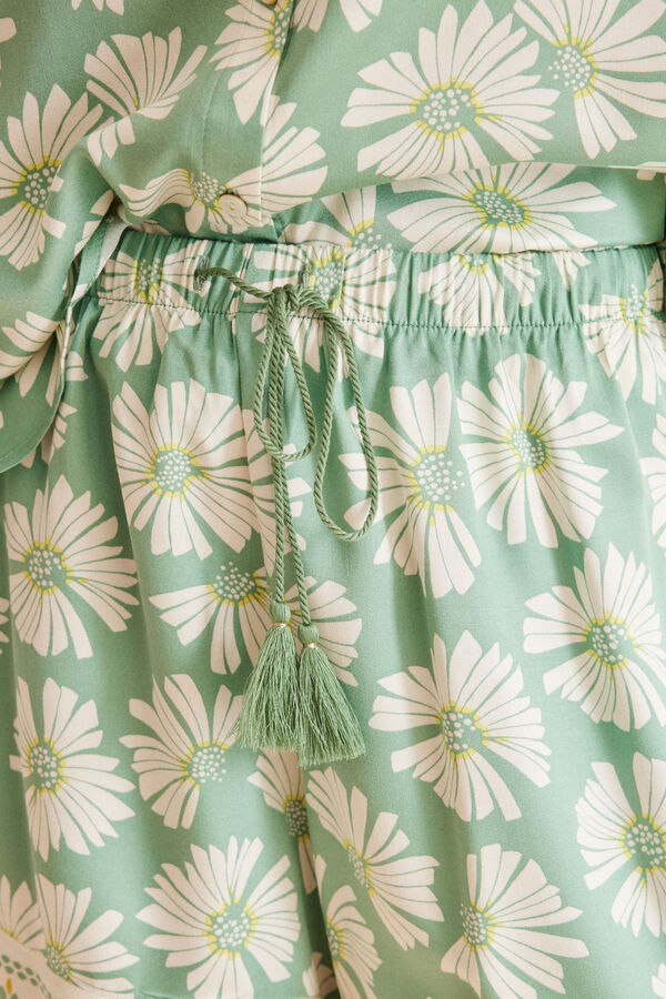 Womensecret Pijama camiseiro manga 3/4 estampado  verde