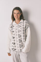 Women'secret Long print faux shearling and fleece long pyjamas printed