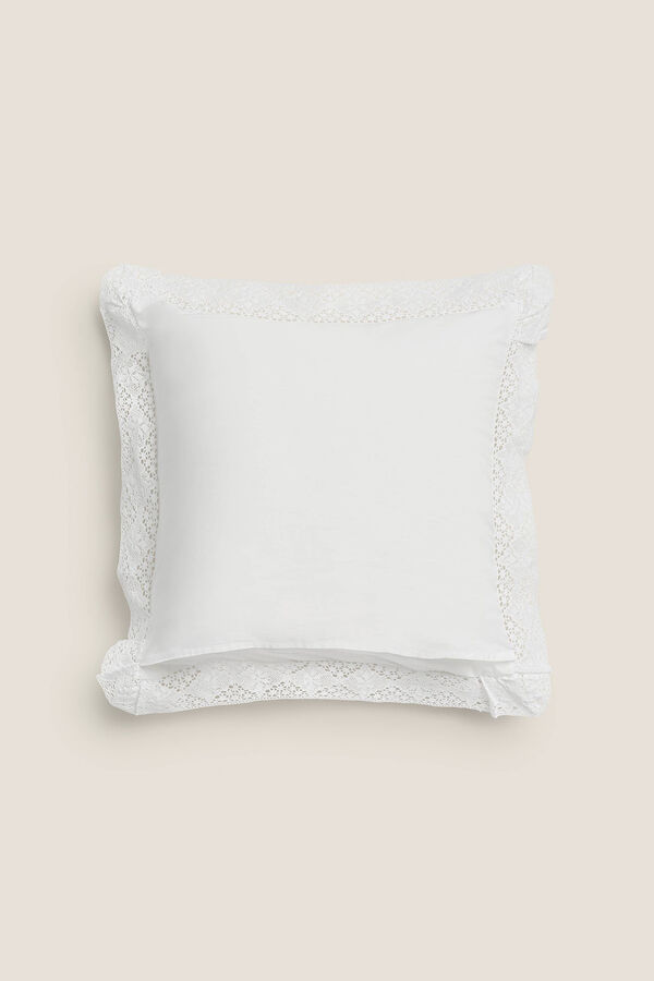 Womensecret Embroidered cotton cushion cover blanc