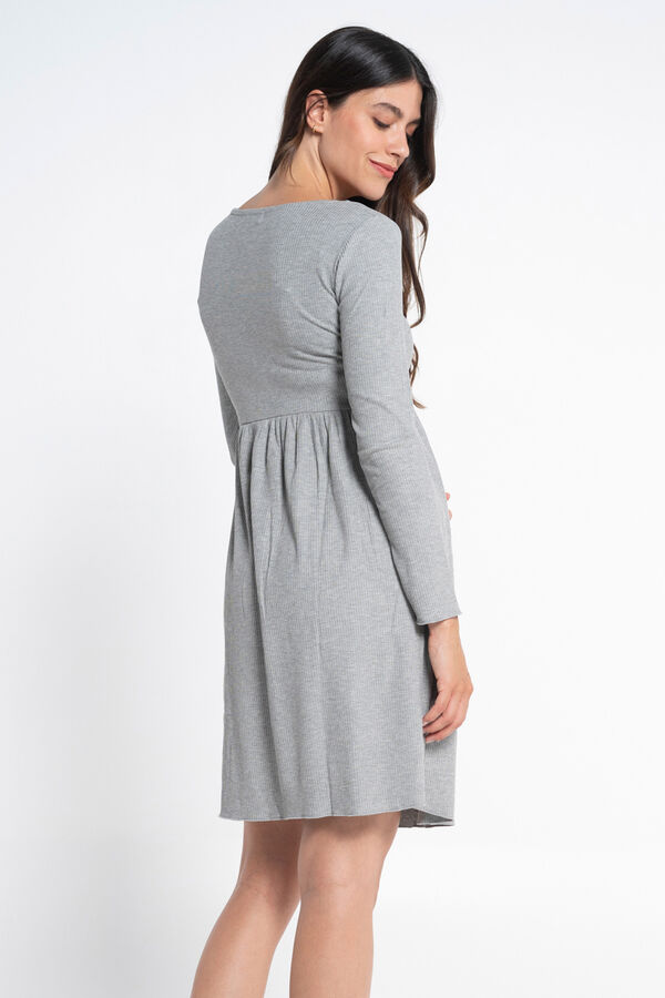 Ohma! maternity rib nightgown with crossover neckline grey