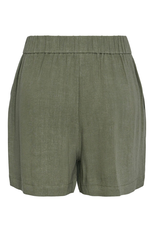 Womensecret Calças curtas de linho com cintura elástica. verde