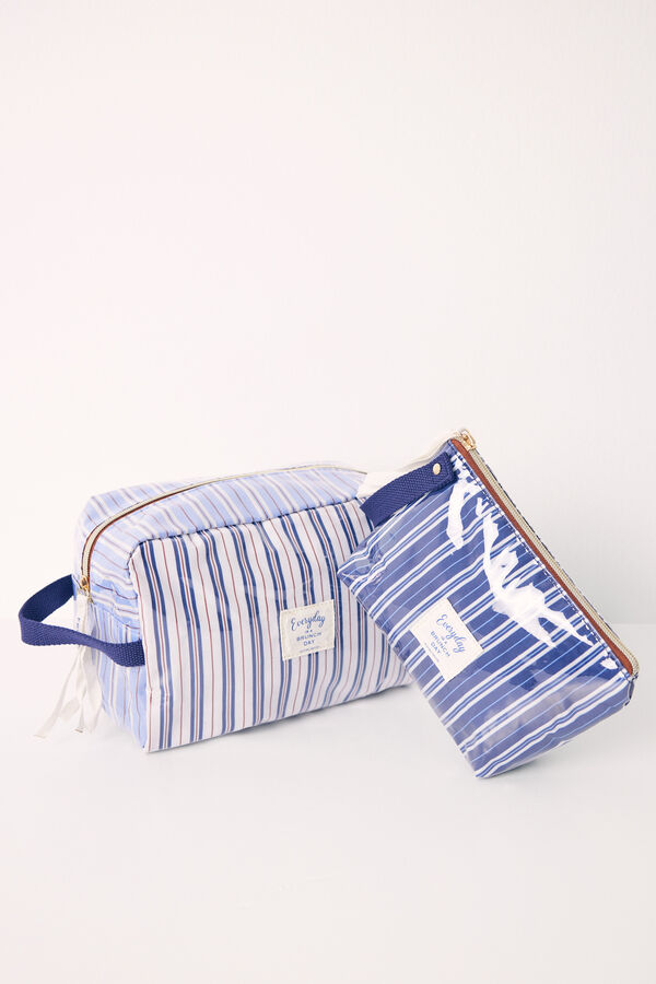 Womensecret Large striped print toiletry bag  blue