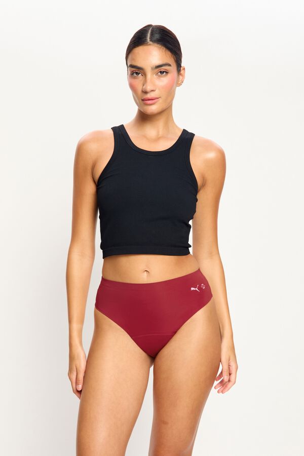 Modibodi Puma Braga Menstrual Brasile&ntilde;a Seamless Flujo Abundante Red burdeos