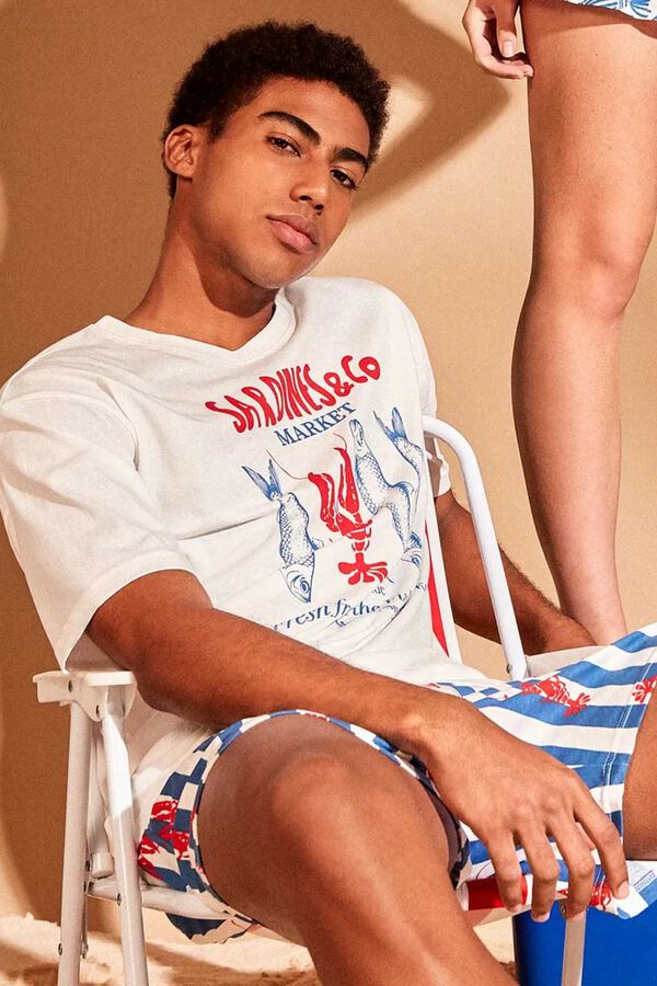 Gisela Men's pyjamas with marine print white