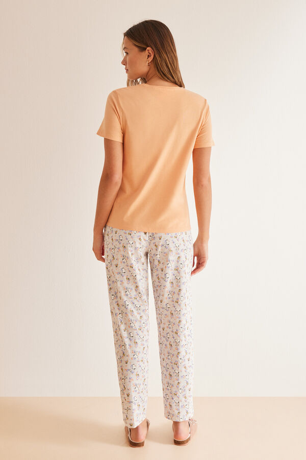Womensecret Pyjama 100 % Baumwolle Orange Snoopy Rot