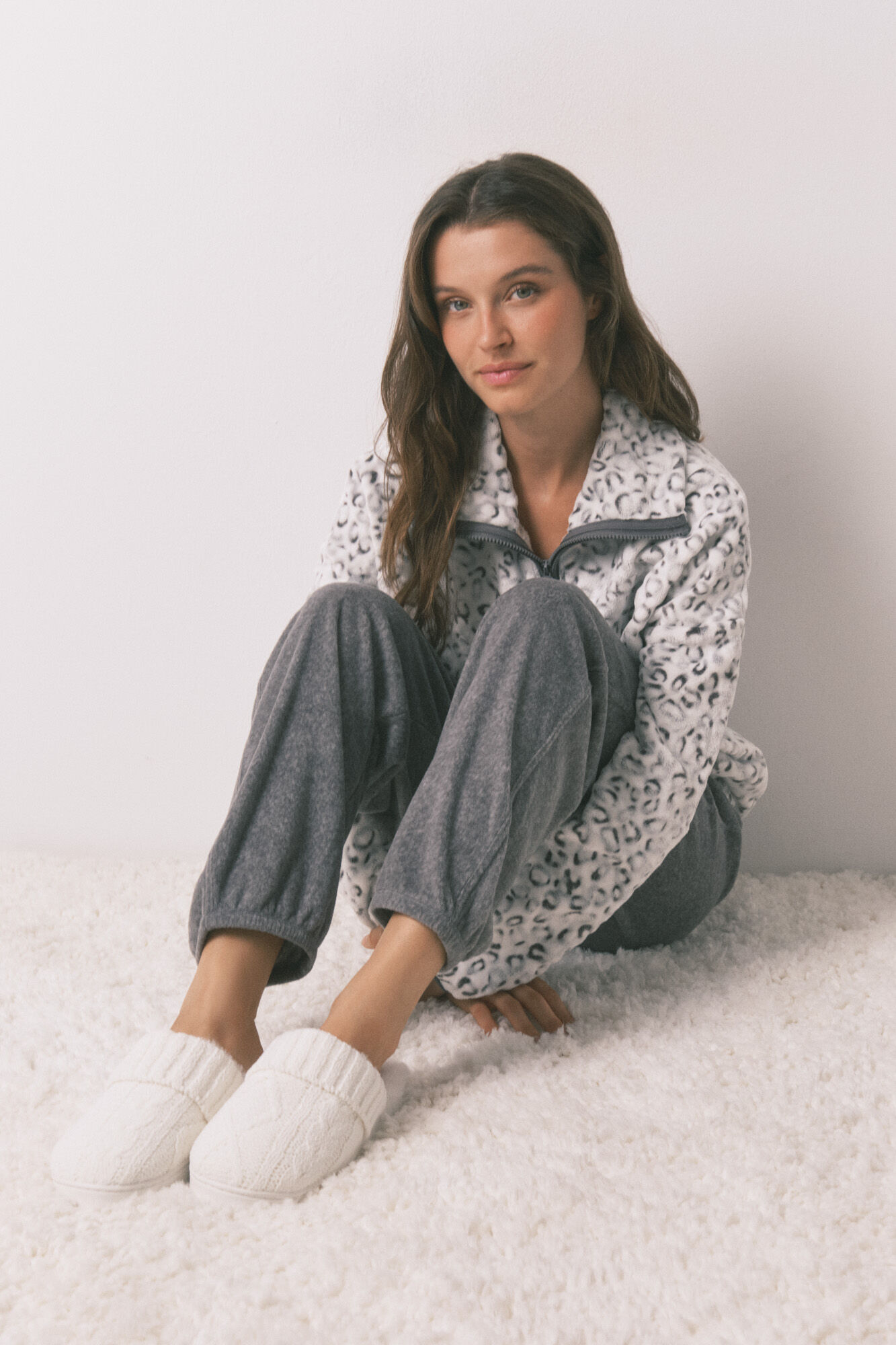 Women'secret Chinelos de quarto de tric&ocirc; branco