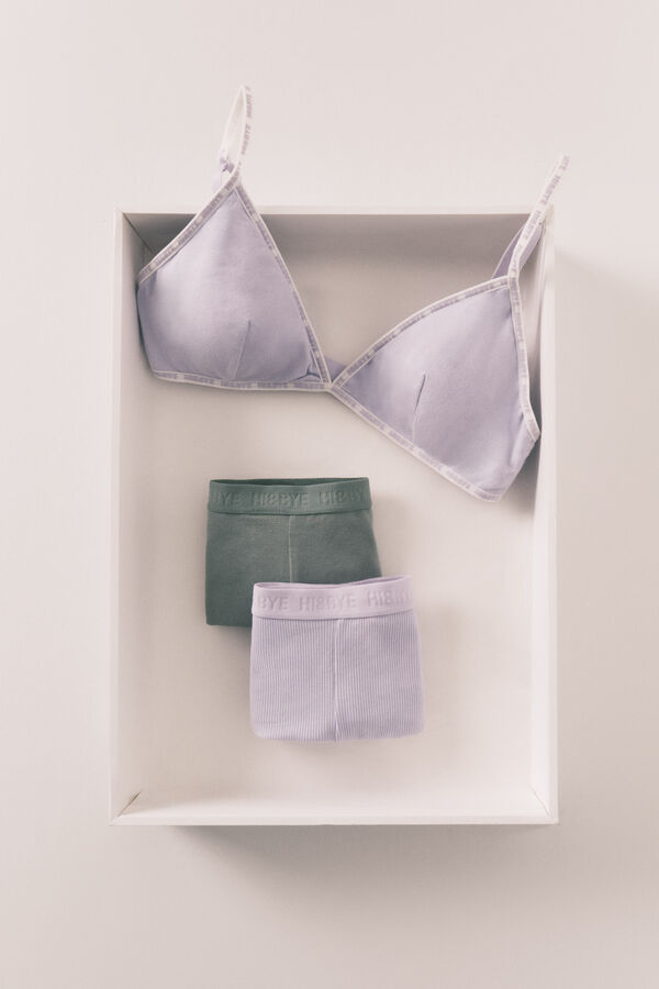 HI&BYE Pack 2 bragas b&oacute;xer algod&oacute;n lila, verde blanco