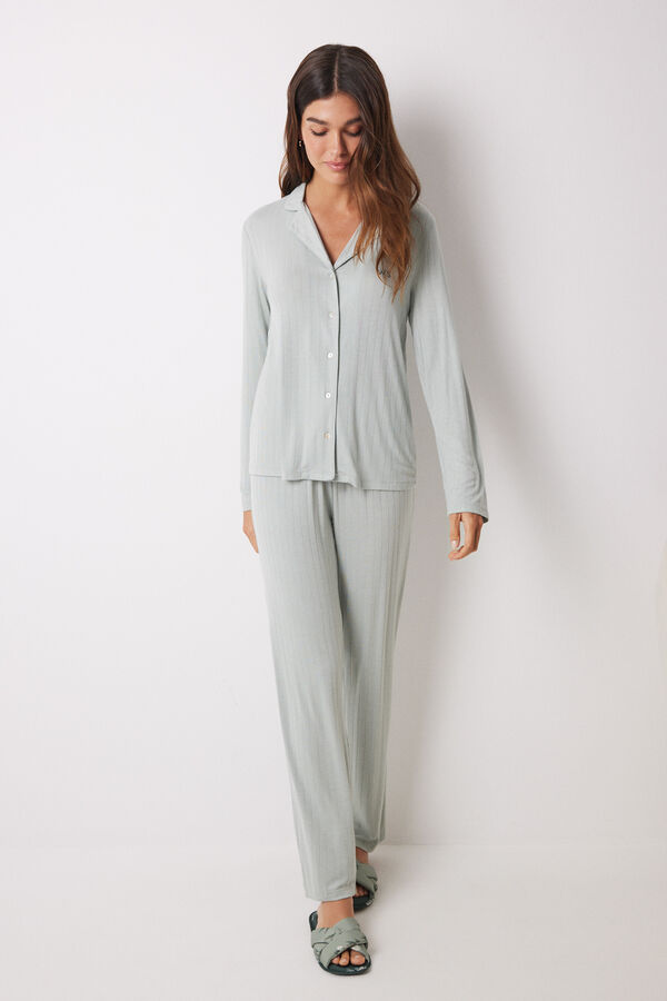 Womensecret Green soft touch long shirt pajamas green