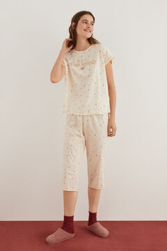 Womensecret Pyjama Capri 100 % coton Paris beige