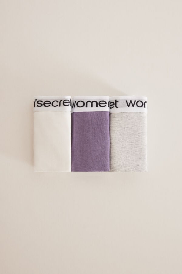 Womensecret 3er-Pack Strings Baumwolle Logo Weiß