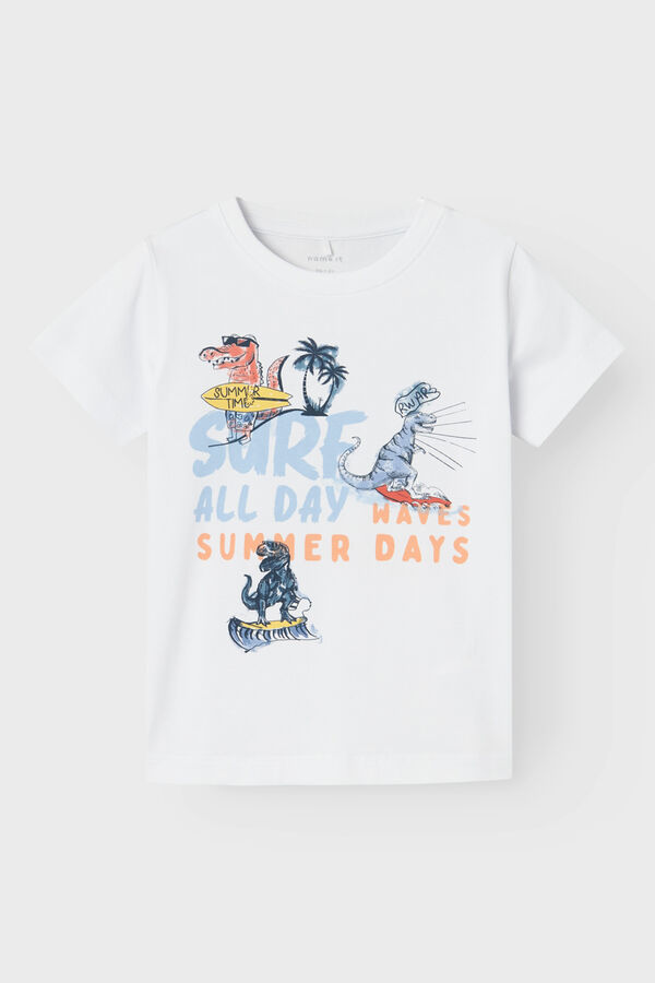 Womensecret Boys' surfer print T-shirt blanc