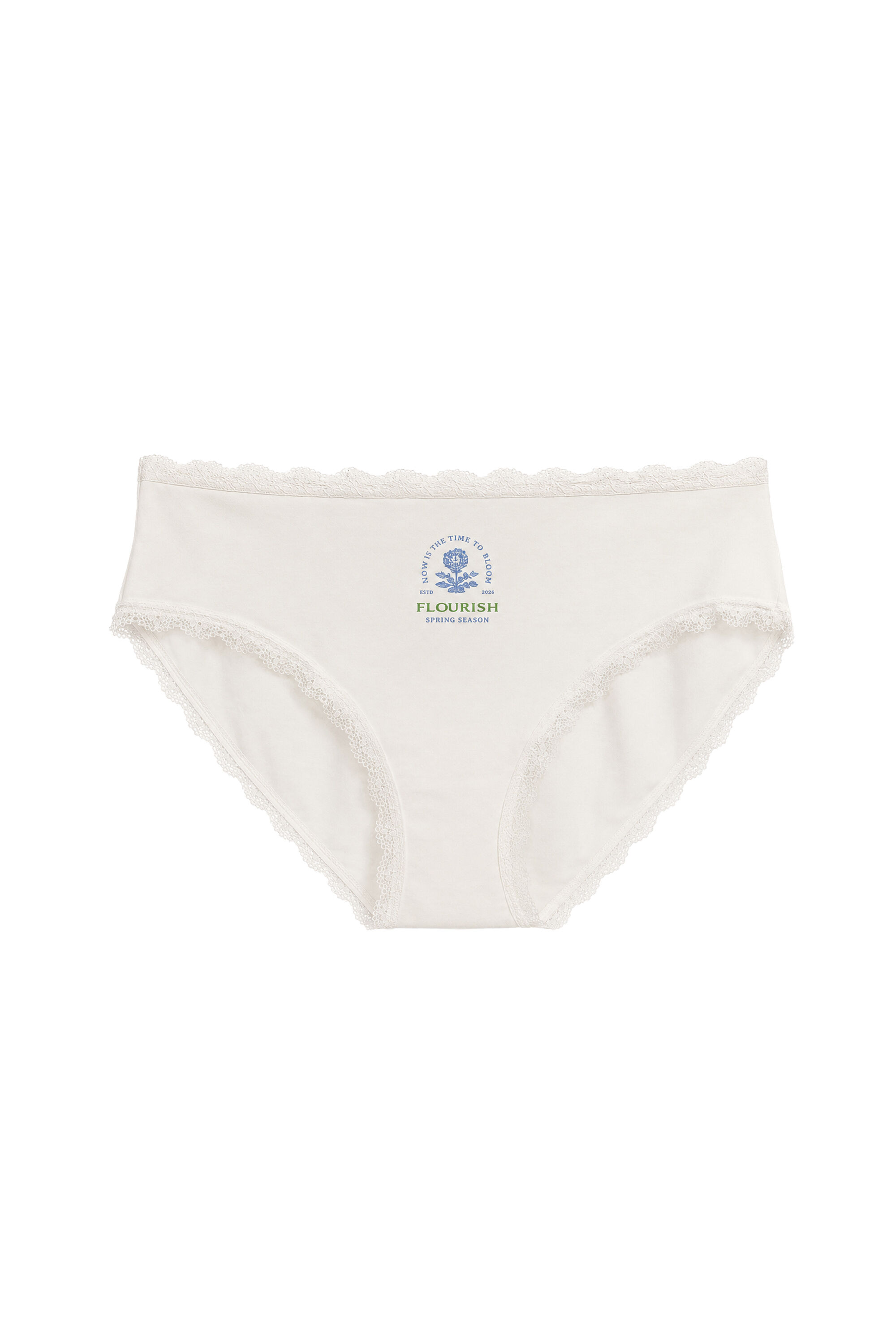 Women'secret White cotton floral print wide panty