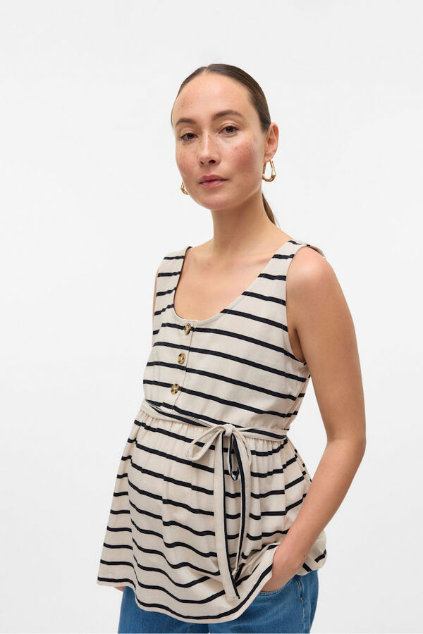 Mamalicious Wide strap maternity breastfeeding top brown