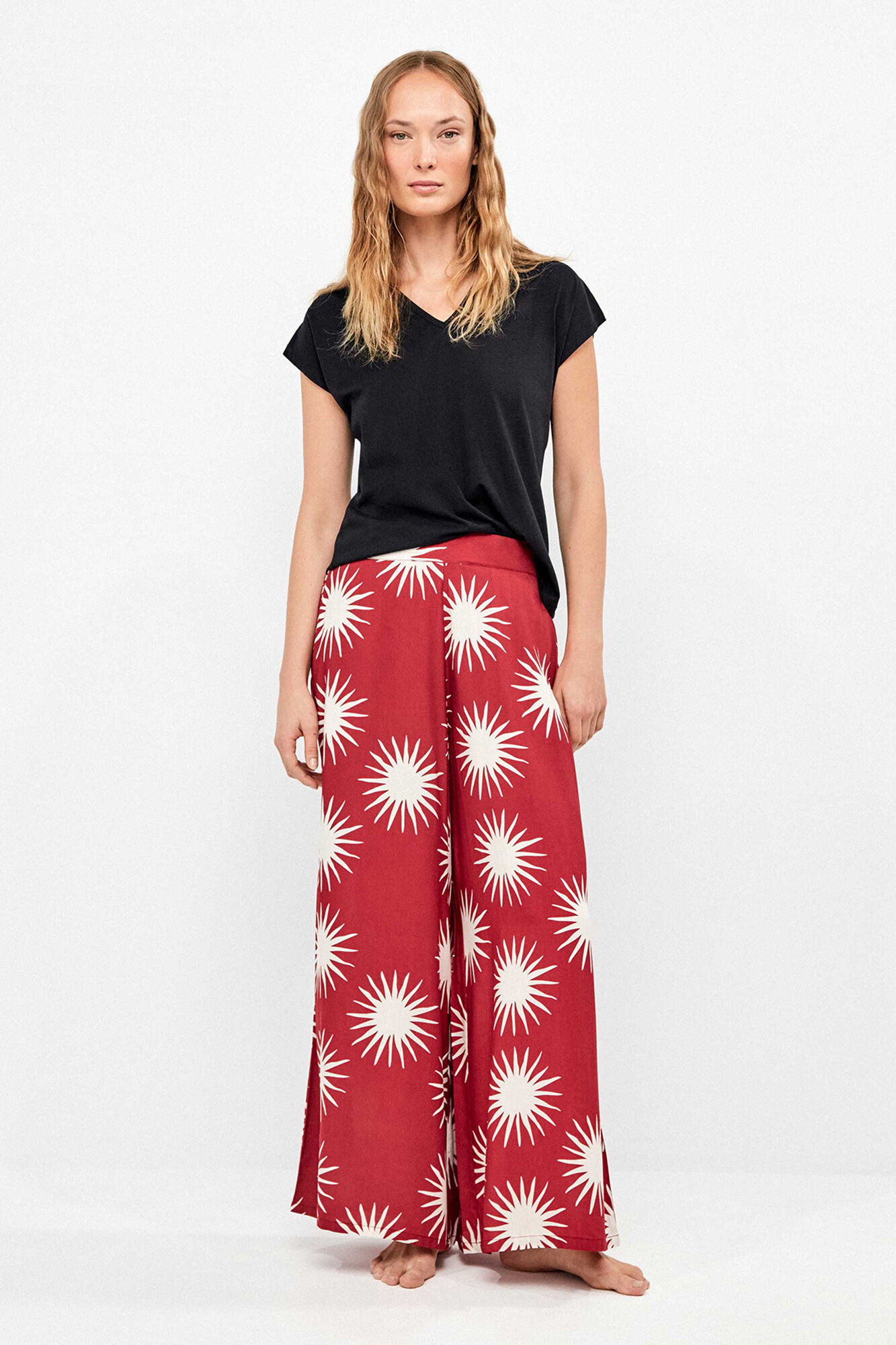 Gisela Lange weite Sonnen-Print-Hose