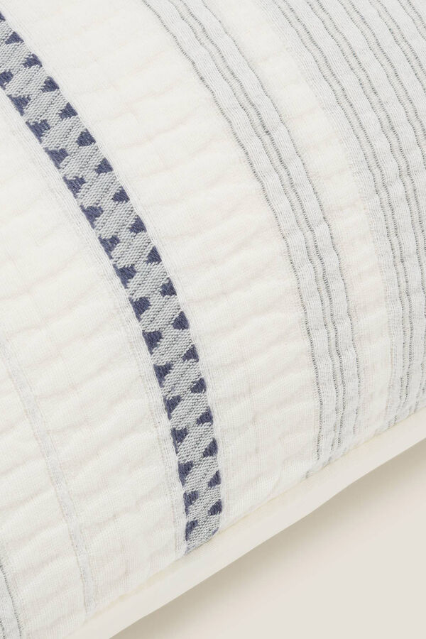 Womensecret Textured striped cotton cushion cover blue
