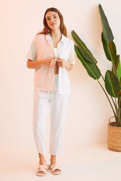 Womensecret Pyjama Hemdlook 100 % Baumwolle Streifen mehrfarbig mit Print