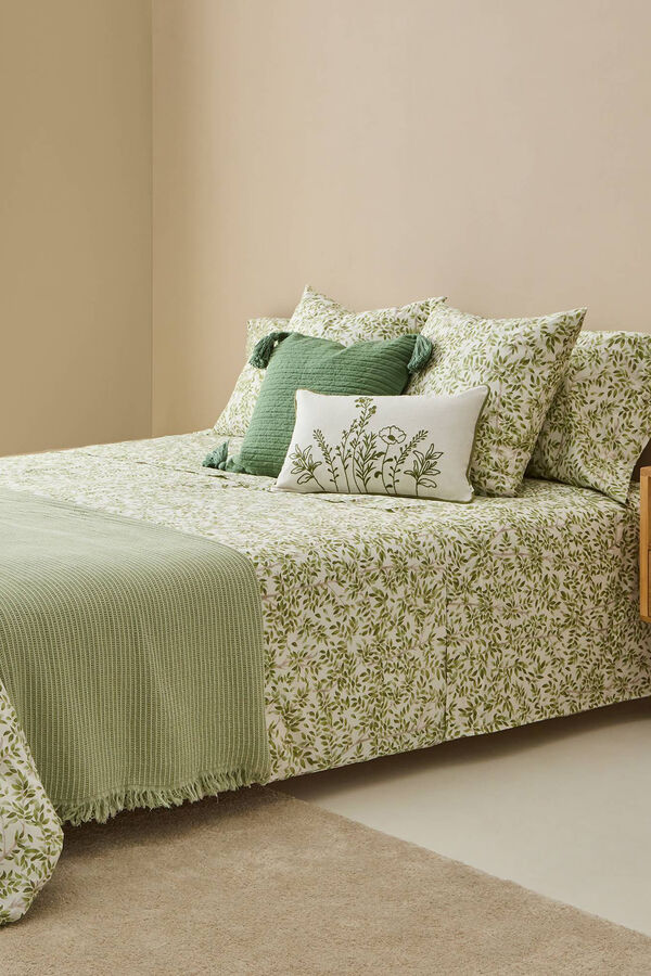 Textura Bettbezug Baumwolle Bl&auml;tter Gr&uuml;n