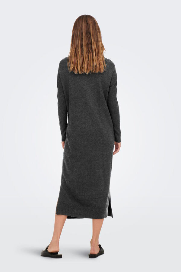 Only Maternity Long maternity jersey-knit dress, with V- neck , anthracite grey. Grau