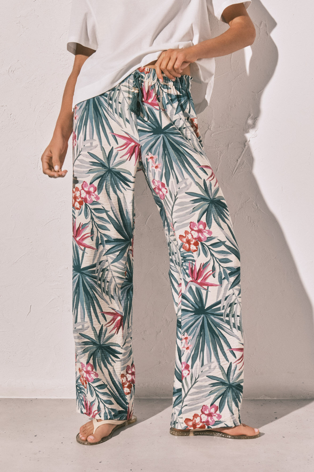 Women'secret Green print long trousers