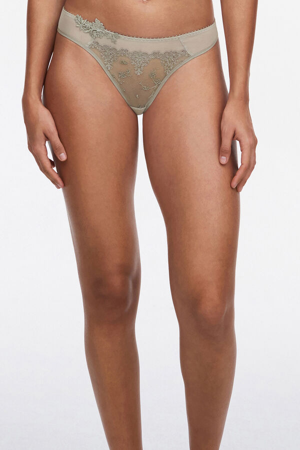Womensecret White Nights tanga with embroidery and tulle Kaki