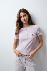 Women'secret Pyjama long manches courtes en coton &agrave; fleurs nude