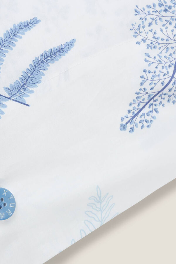 Womensecret Leaf print cotton pillowcase bleu