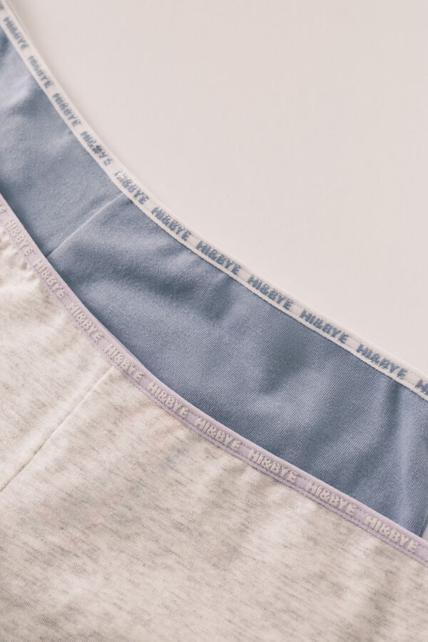 HI&BYE Blue grey cotton 2-pack boxer panties beige